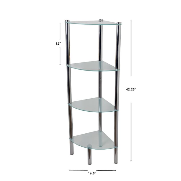 Home Basics 4 Tier Multi Use Arc Glass Corner Shelf, Clear